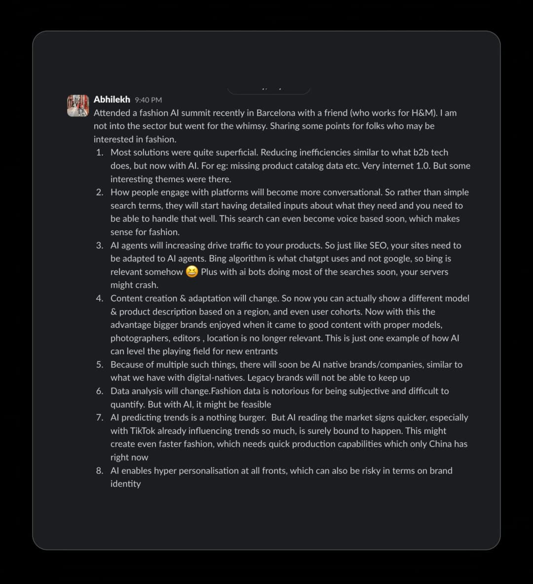 Slack message 2