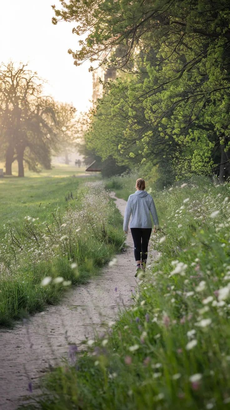 Relaxing spring walk in a park with sunlight….jpeg